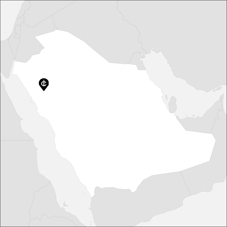 Vue sur la carte de la Arabie Saoudite
