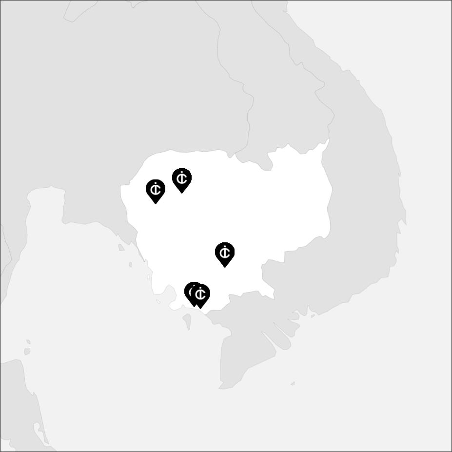 Vue sur la carte de la Cambodge