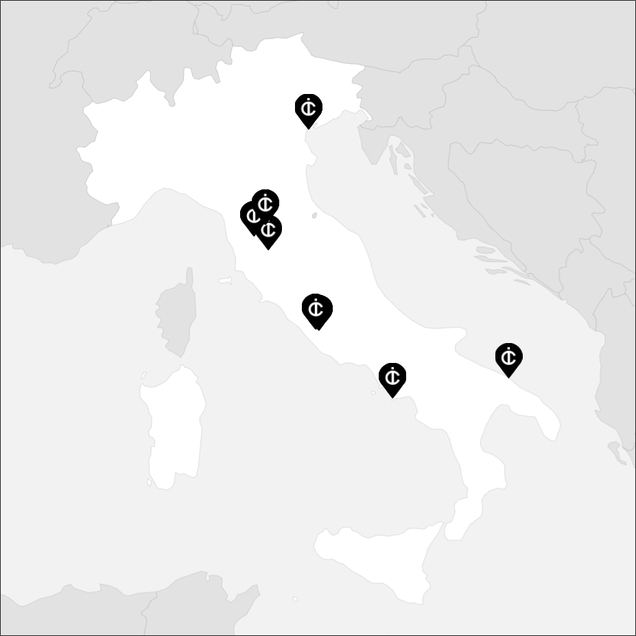 Vue sur la carte de la Italie