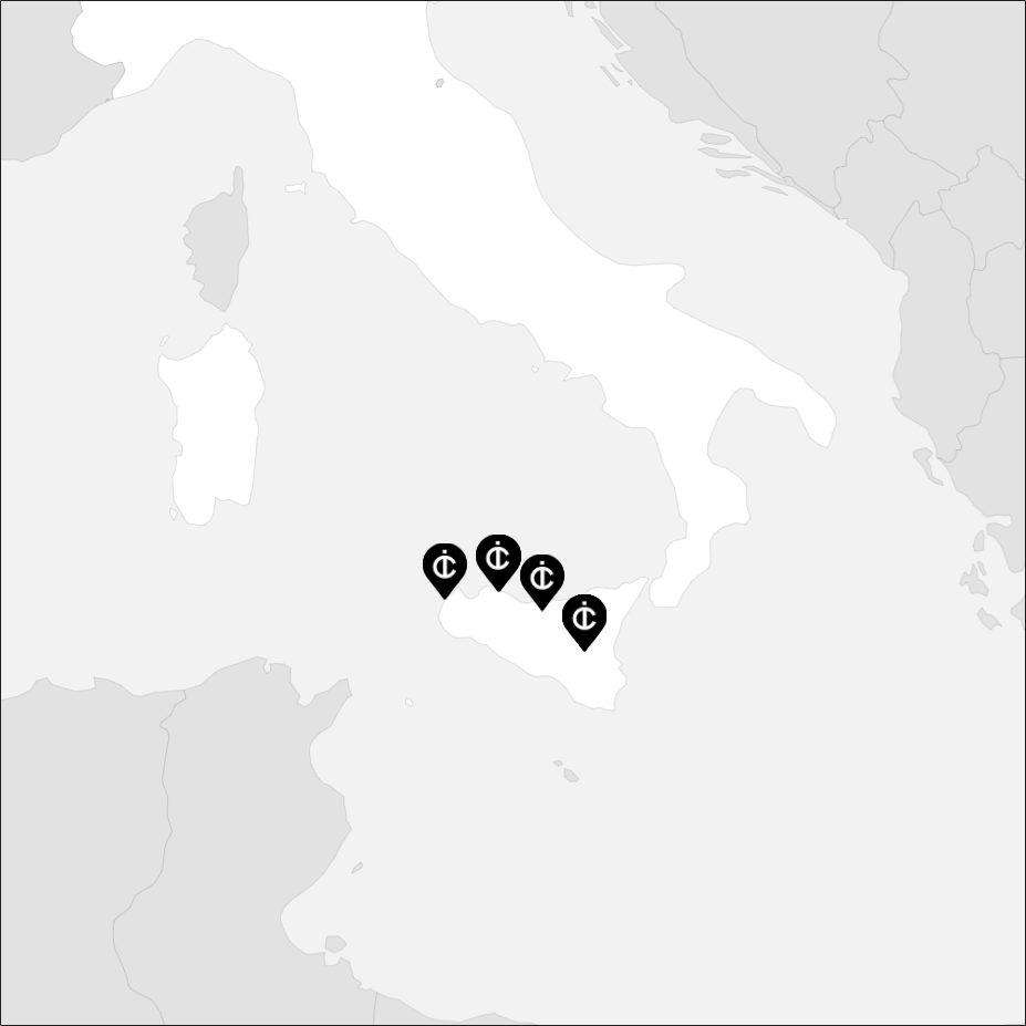 Vue sur la carte de la Sicile